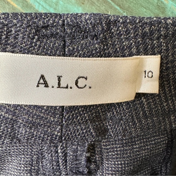 A.L.C Grey Plaid Flare Leg Trouser Pants Exposed Zipper Size 10 - Picture 13 of 16